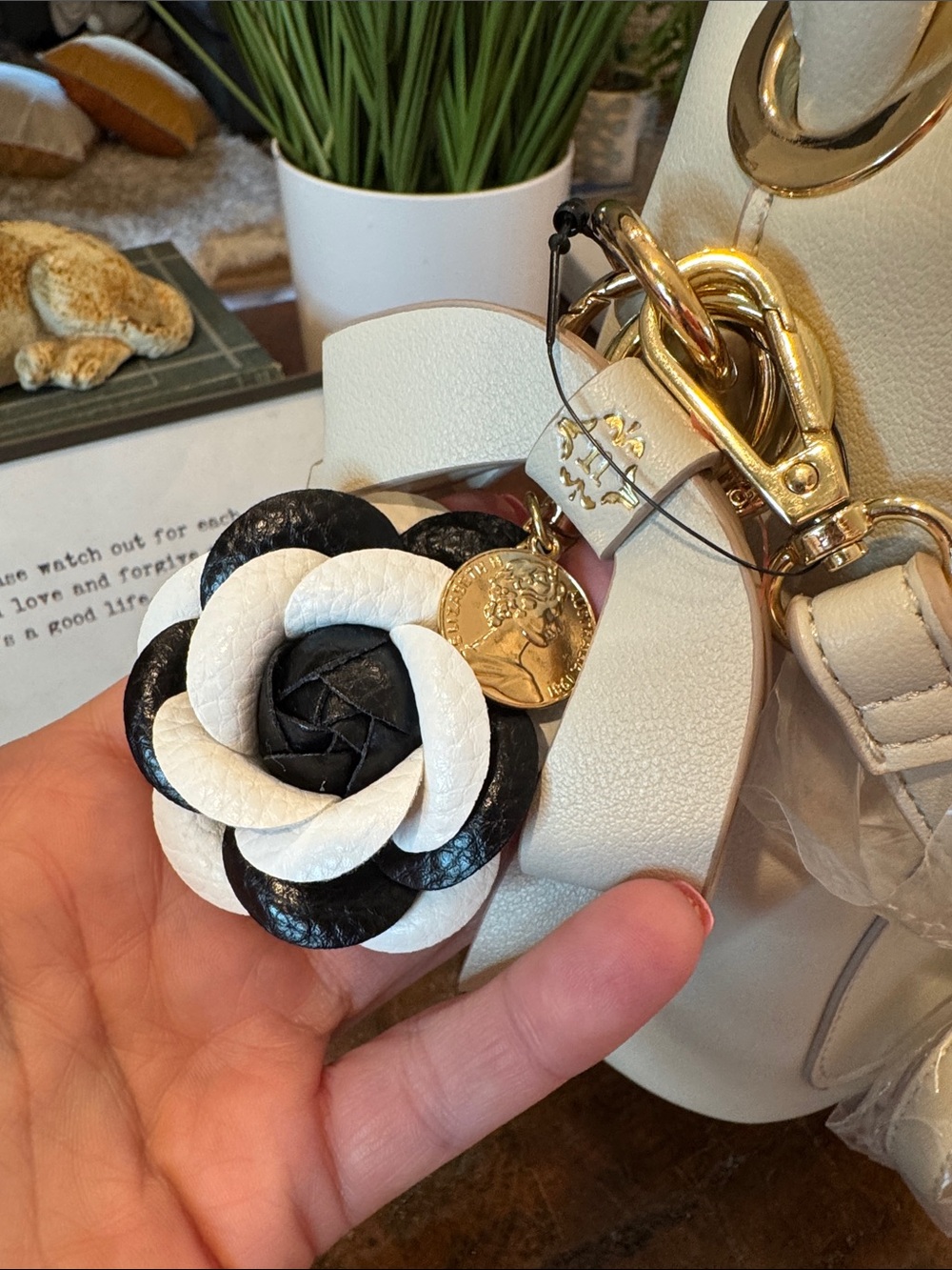Nanette Lepore Cream Shoulder Bag with Gold Accents - Picture 5 of 12